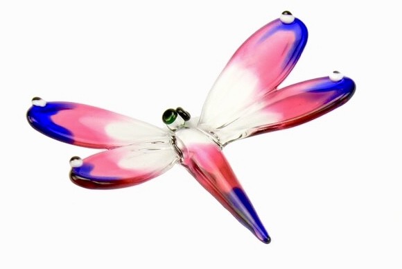 Accessoires DR02B Libelle groot rose-blauw.