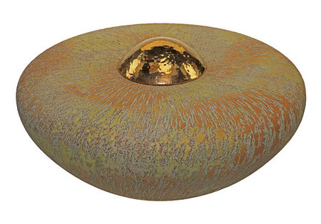 Disk urn ERBLDLYS4 keramiek groot yellow sun